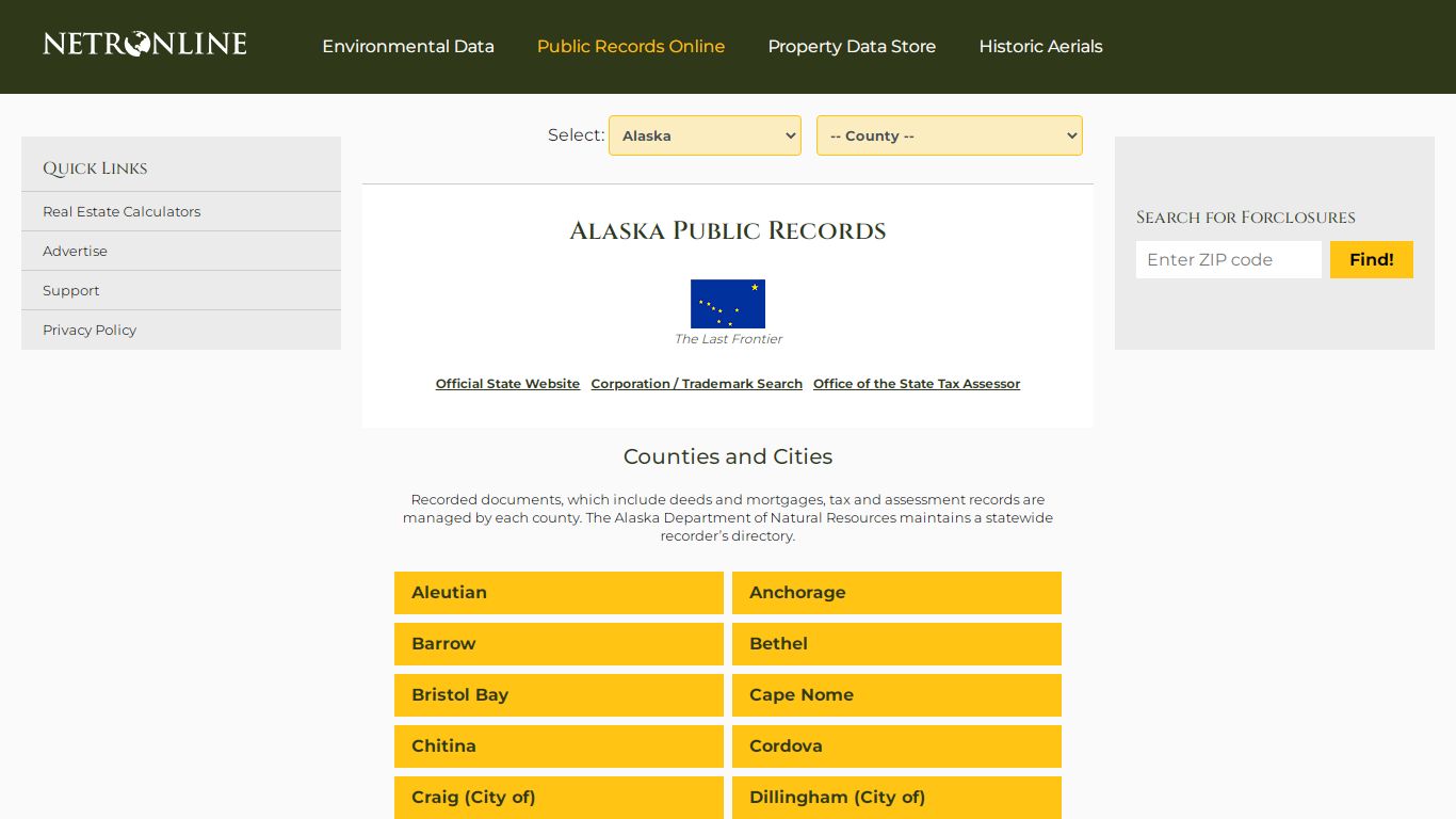 Alaska Public Records Online Directory - NETROnline.com