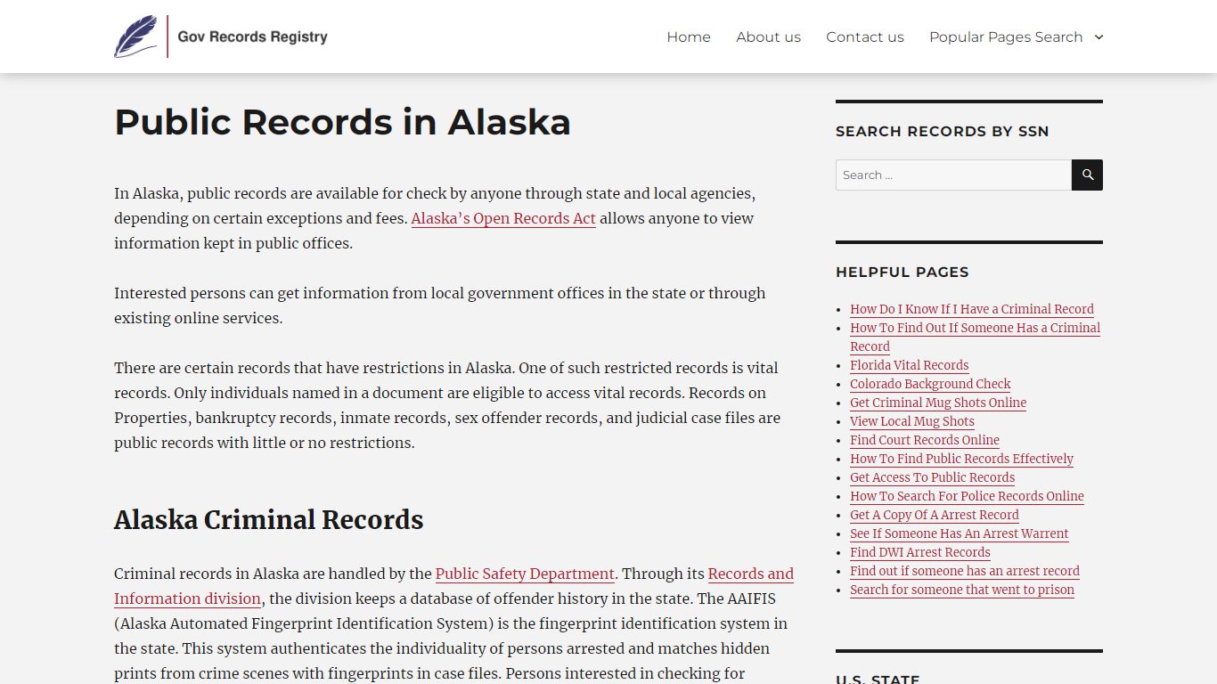 Public Records in Alaska | GovRecordsRegistry.org