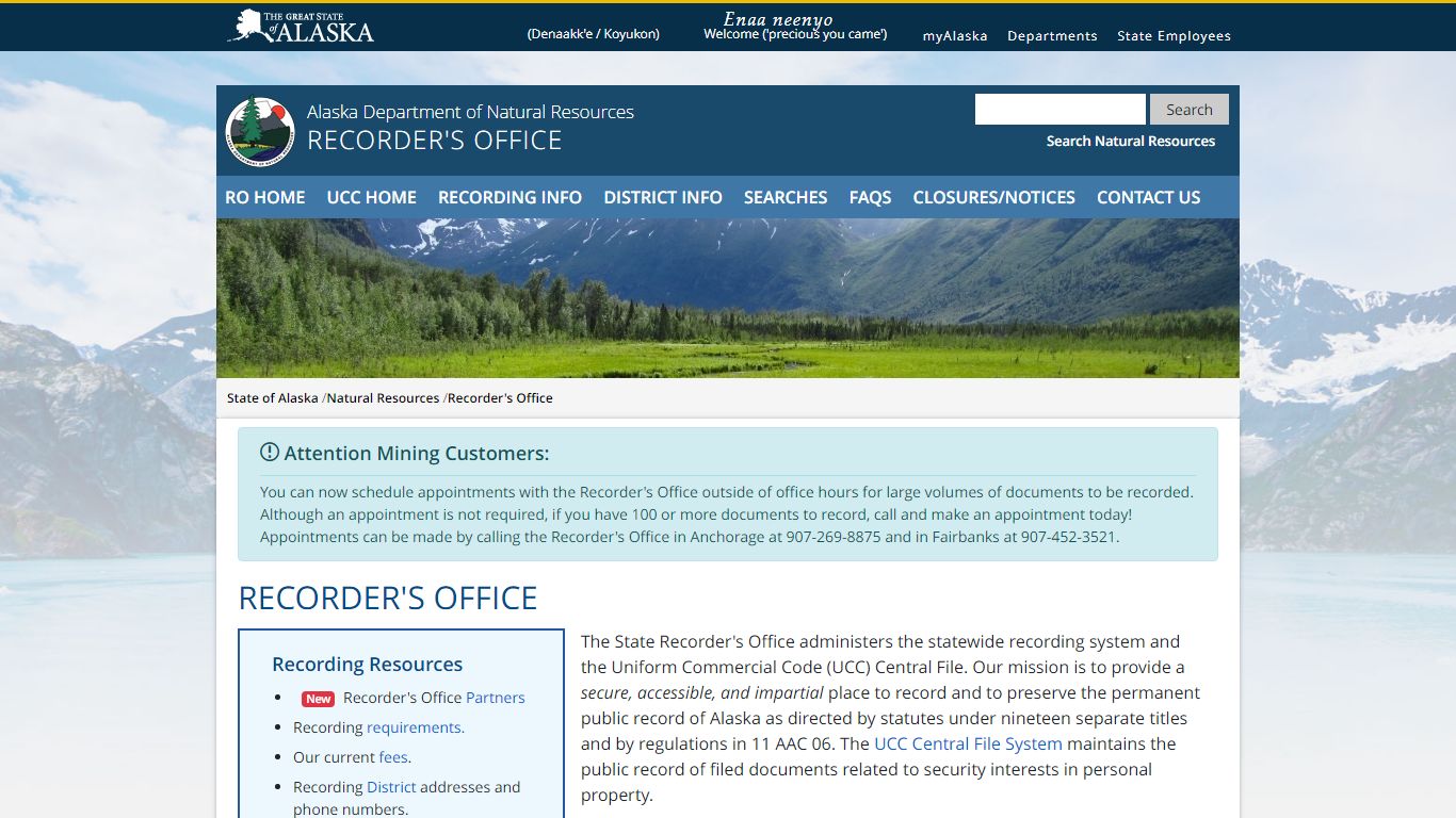 DNR Recorder's Office - Alaska